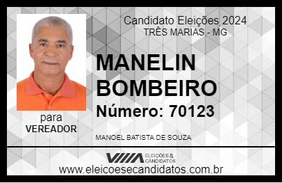 Candidato MANELIN BOMBEIRO 2024 - TRÊS MARIAS - Eleições