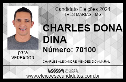 Candidato CHARLES DONA DINA 2024 - TRÊS MARIAS - Eleições