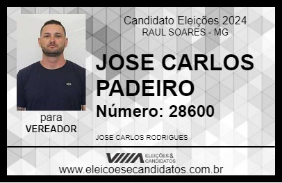 Candidato JOSE CARLOS PADEIRO 2024 - RAUL SOARES - Eleições