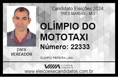 Candidato OLÍMPIO DO MOTOTAXI 2024 - TRÊS MARIAS - Eleições