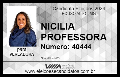 Candidato NICILIA PROFESSORA 2024 - POUSO ALTO - Eleições