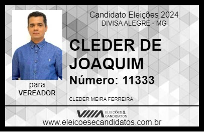 Candidato CLEDER DE JOAQUIM 2024 - DIVISA ALEGRE - Eleições