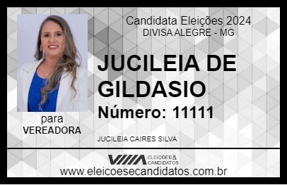 Candidato JUCILEIA DE GILDASIO 2024 - DIVISA ALEGRE - Eleições