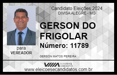 Candidato GERSON DO FRIGOLAR 2024 - DIVISA ALEGRE - Eleições