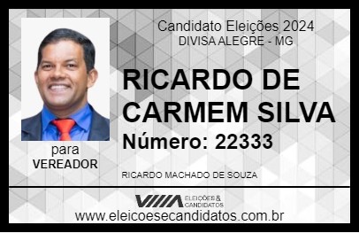 Candidato RICARDO DE CARMEM SILVA 2024 - DIVISA ALEGRE - Eleições