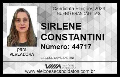 Candidato SIRLENE CONSTANTINI 2024 - BUENO BRANDÃO - Eleições