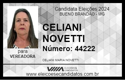 Candidato CELIANI NOVETTI 2024 - BUENO BRANDÃO - Eleições