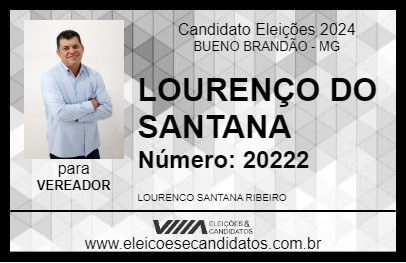 Candidato LOURENÇO DO SANTANA 2024 - BUENO BRANDÃO - Eleições