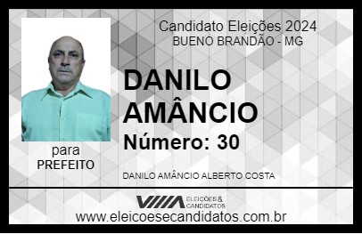 Candidato DANILO AMÂNCIO 2024 - BUENO BRANDÃO - Eleições