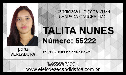 Candidato TALITA NUNES 2024 - CHAPADA GAÚCHA - Eleições