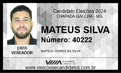 Candidato MATEUS SILVA 2024 - CHAPADA GAÚCHA - Eleições