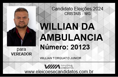 Candidato WILLIAN DA AMBULANCIA 2024 - CRISTAIS - Eleições