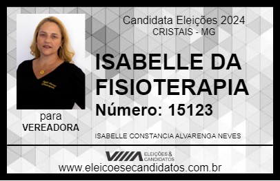 Candidato ISABELLE DA FISIOTERAPIA 2024 - CRISTAIS - Eleições