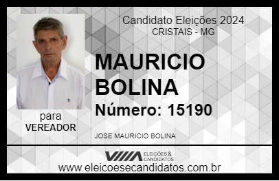 Candidato MAURICIO BOLINA 2024 - CRISTAIS - Eleições