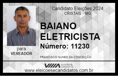 Candidato BAIANO ELETRICISTA 2024 - CRISTAIS - Eleições