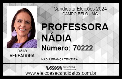 Candidato PROFESSORA NÁDIA 2024 - CAMPO BELO - Eleições