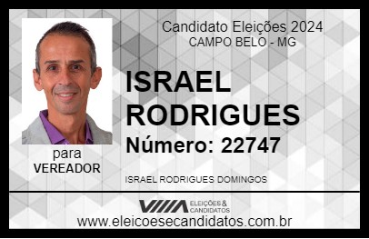 Candidato ISRAEL RODRIGUES 2024 - CAMPO BELO - Eleições