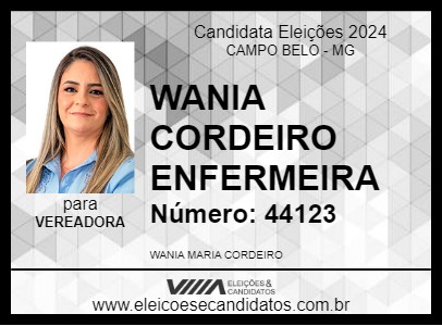 Candidato WANIA CORDEIRO ENFERMEIRA 2024 - CAMPO BELO - Eleições