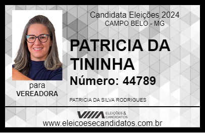 Candidato PATRICIA DA TININHA 2024 - CAMPO BELO - Eleições