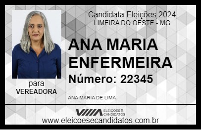 Candidato ANA MARIA ENFERMEIRA 2024 - LIMEIRA DO OESTE - Eleições