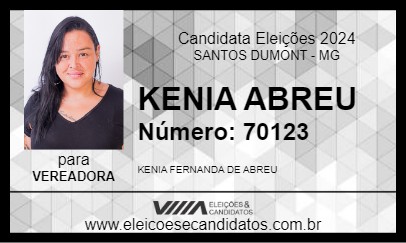 Candidato KENIA ABREU 2024 - SANTOS DUMONT - Eleições