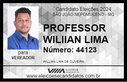 Candidato PROFESSOR WILLIAN LIMA 2024 - SÃO JOÃO NEPOMUCENO - Eleições