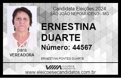 Candidato ERNESTINA DUARTE 2024 - SÃO JOÃO NEPOMUCENO - Eleições