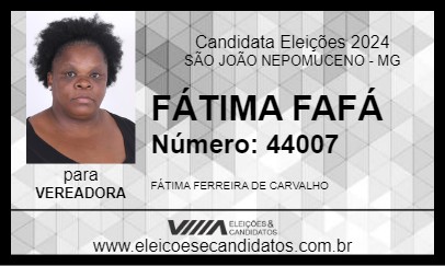 Candidato FÁTIMA FAFÁ 2024 - SÃO JOÃO NEPOMUCENO - Eleições