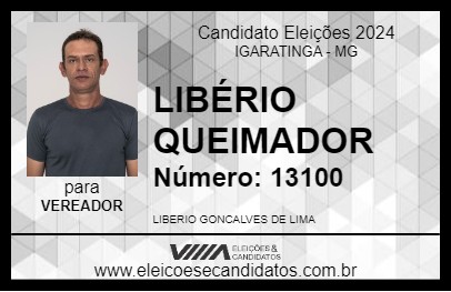 Candidato LIBÉRIO QUEIMADOR 2024 - IGARATINGA - Eleições