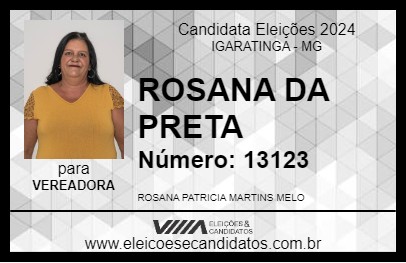 Candidato ROSANA DA PRETA 2024 - IGARATINGA - Eleições