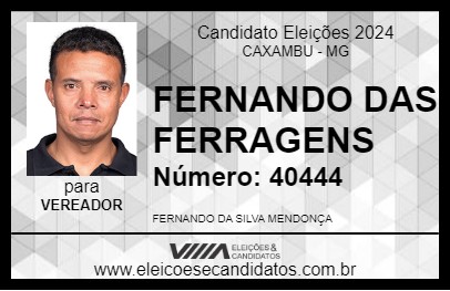 Candidato FERNANDO DAS FERRAGENS 2024 - CAXAMBU - Eleições