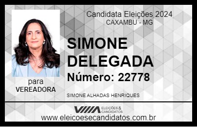 Candidato SIMONE DELEGADA 2024 - CAXAMBU - Eleições