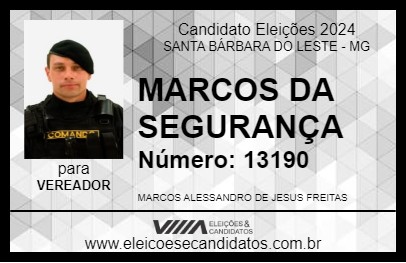 Candidato MARCOS DA SEGURANÇA 2024 - SANTA BÁRBARA DO LESTE - Eleições