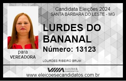 Candidato LURDES DO BANANAL 2024 - SANTA BÁRBARA DO LESTE - Eleições