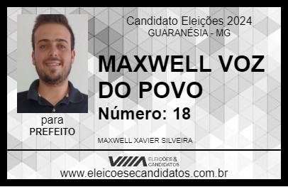 Candidato MAXWELL  VOZ DO POVO 2024 - GUARANÉSIA - Eleições