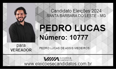 Candidato PEDRO LUCAS 2024 - SANTA BÁRBARA DO LESTE - Eleições