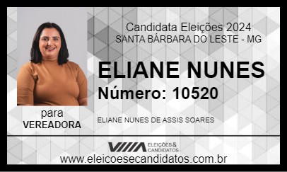 Candidato ELIANE NUNES 2024 - SANTA BÁRBARA DO LESTE - Eleições