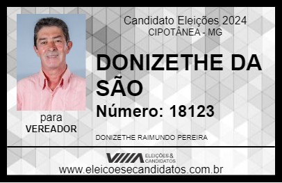 Candidato DONIZETHE DA SÃO 2024 - CIPOTÂNEA - Eleições