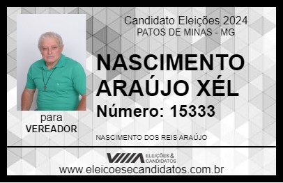 Candidato NASCIMENTO ARAÚJO  XÉL  2024 - PATOS DE MINAS - Eleições