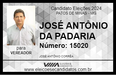 Candidato JOSÉ ANTÔNIO DA PADARIA 2024 - PATOS DE MINAS - Eleições