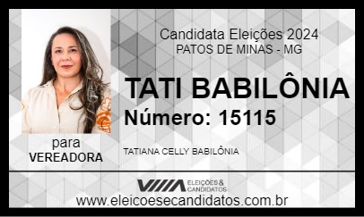 Candidato TATI BABILÔNIA 2024 - PATOS DE MINAS - Eleições