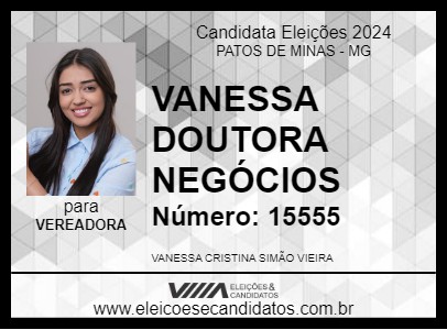 Candidato VANESSA  DOUTORA NEGÓCIOS  2024 - PATOS DE MINAS - Eleições