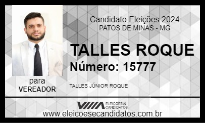 Candidato TALLES ROQUE 2024 - PATOS DE MINAS - Eleições