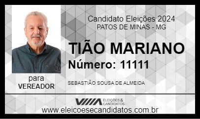 Candidato TIÃO MARIANO 2024 - PATOS DE MINAS - Eleições