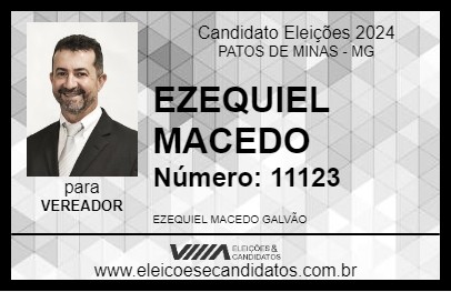 Candidato EZEQUIEL MACEDO 2024 - PATOS DE MINAS - Eleições