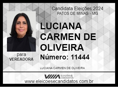 Candidato LUCIANA CARMEN DE OLIVEIRA 2024 - PATOS DE MINAS - Eleições