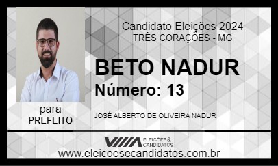 Candidato BETO NADUR 2024 - TRÊS CORAÇÕES - Eleições