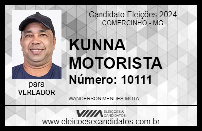 Candidato KUNNA MOTORISTA 2024 - COMERCINHO - Eleições