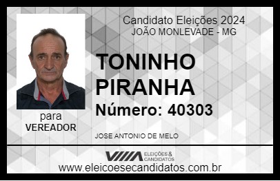 Candidato TONINHO PIRANHA 2024 - JOÃO MONLEVADE - Eleições