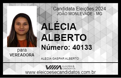 Candidato ALÉCIA ALBERTO 2024 - JOÃO MONLEVADE - Eleições